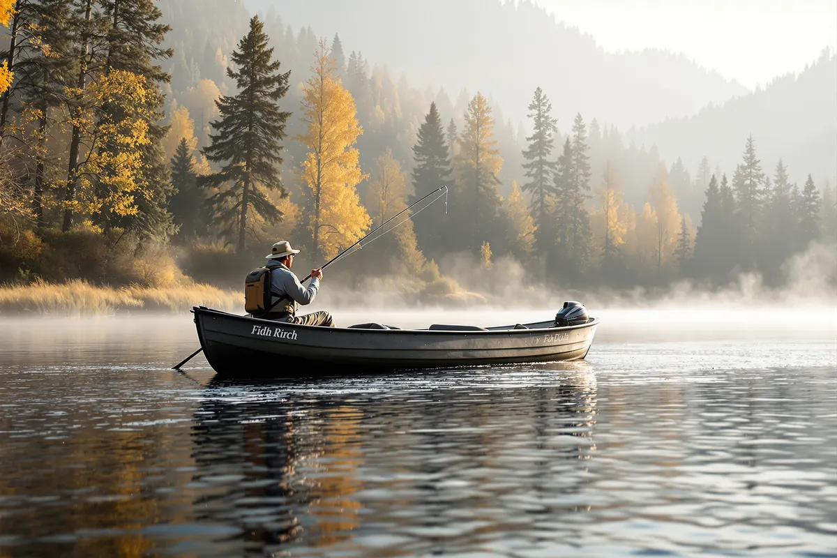 Fly fishing guide rowing a drift boat while an angler casts