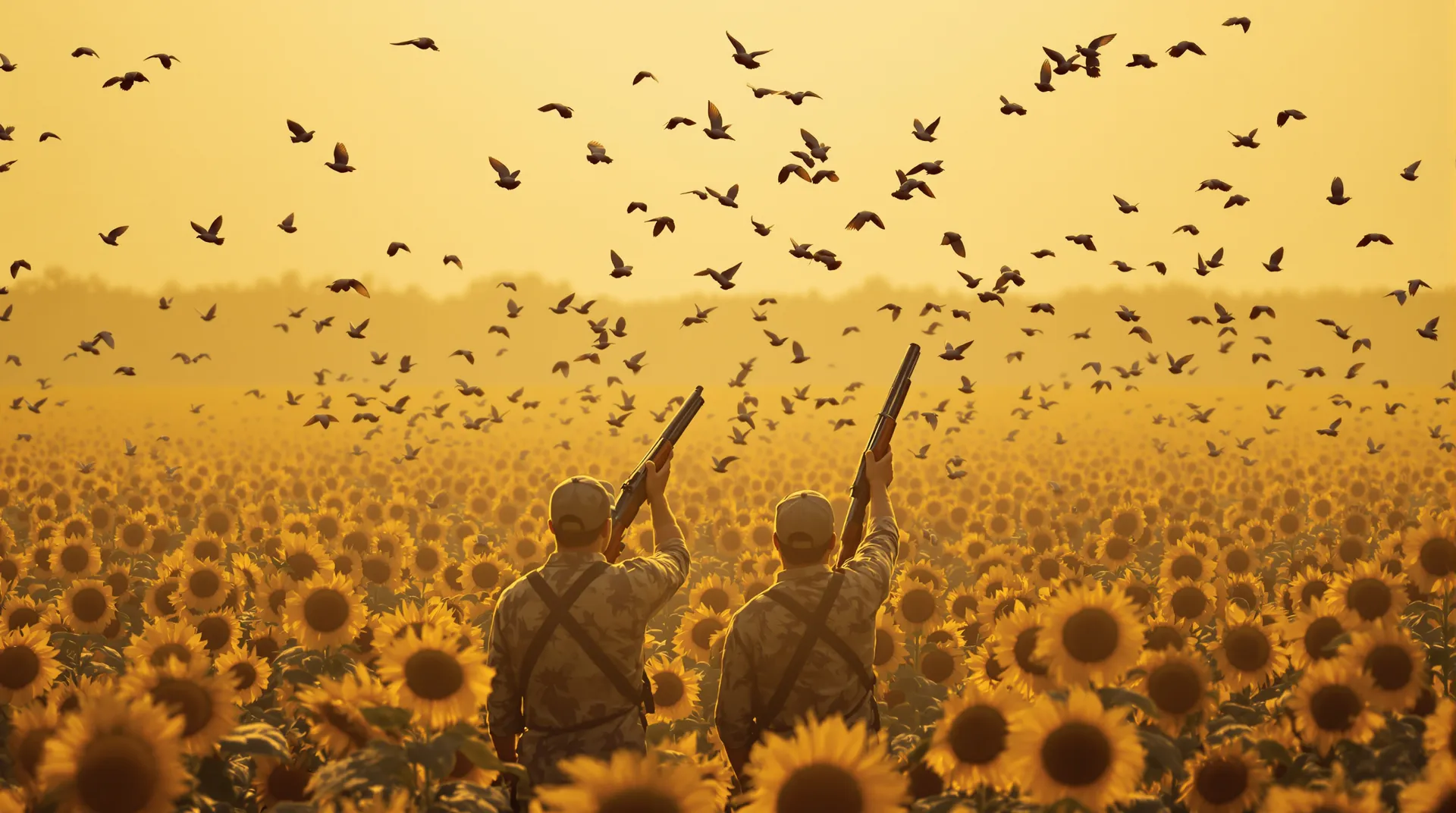 Dove crossing a sunflower field during a shoot booked with wingshooting software